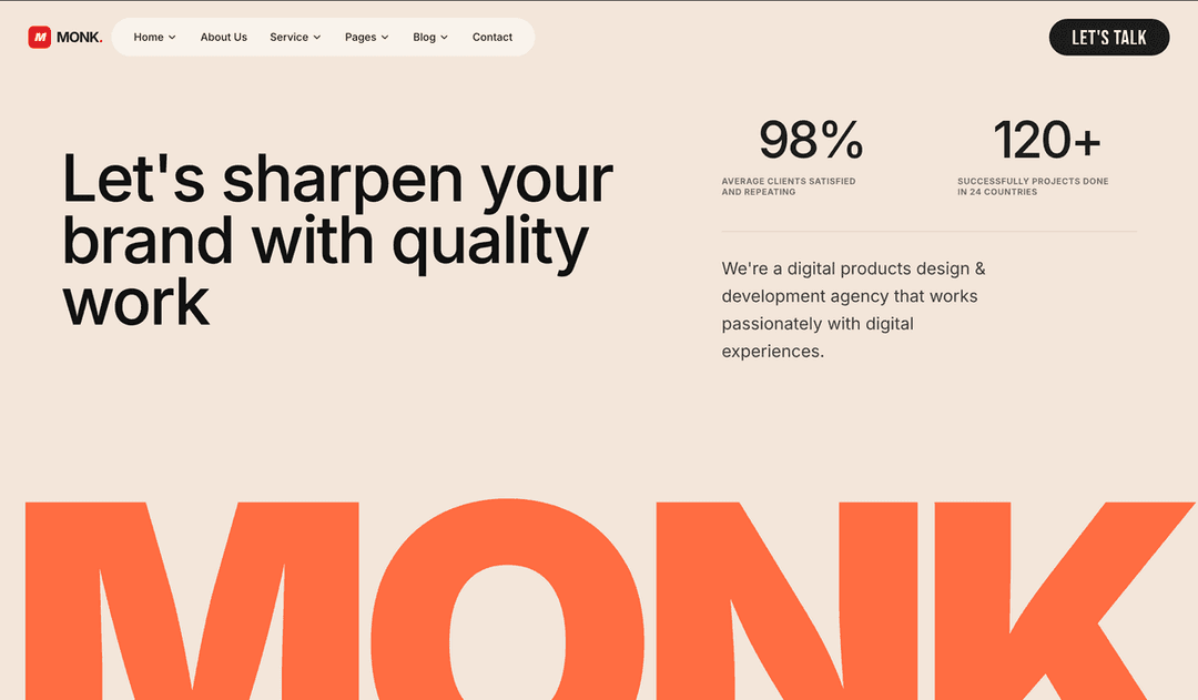 Monk Agency Landing Page